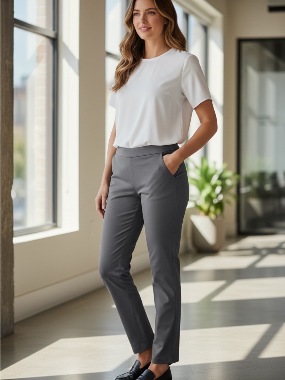 Nine West women’s Dark Gray Dress Pants - Straight Leg